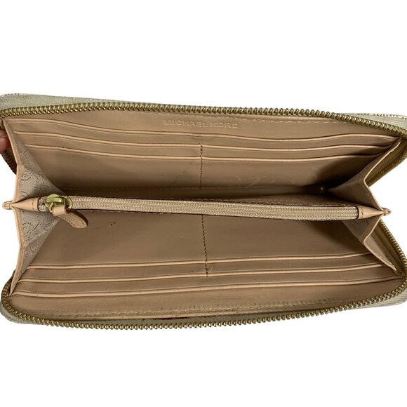 MICHAEL KORS MK Logo Jet Set Travel Signature Zip Around Accordion Long Wallet - Picture 10 of 12